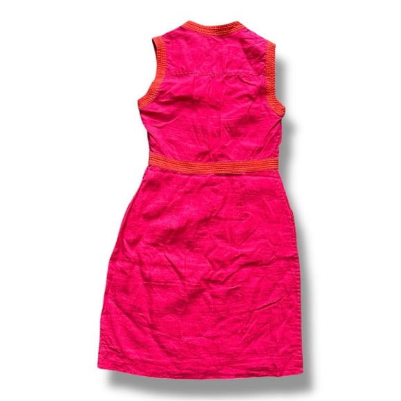 Boden Hot Pink Linen Notch Neck Sleeveless Shift Dress Women’s Size 6 Summer - Picture 3 of 16